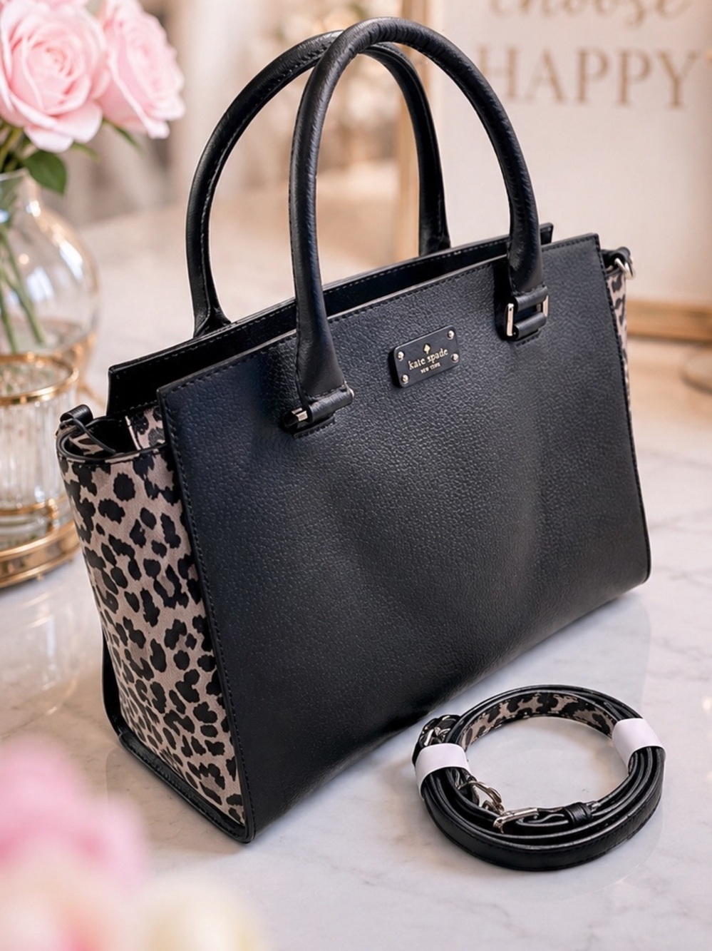 Kate Spade New York GROVE STREET LEOPARD LANA SATCHEL w/ COA